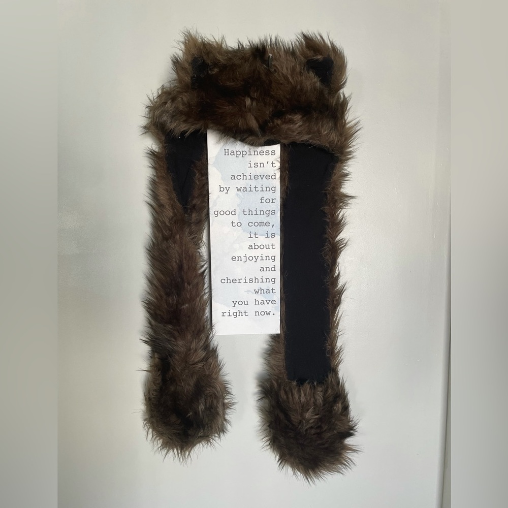 Furry hoodie scarf